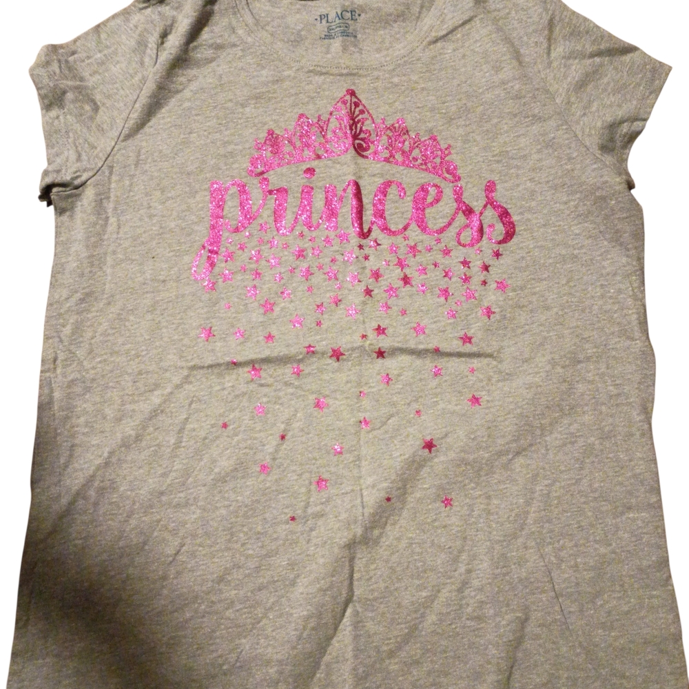 The Children's Place Gray Tee with Pink Glitter 'Princess' Graphic
